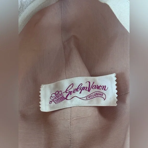 Vintage 60s evelyn varon beret Beige velour hat amber rhinestone - Picture 9 of 10